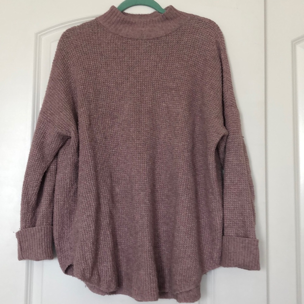 Dusty rose oversized mock neck sweater
